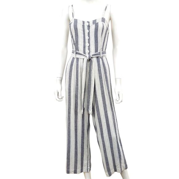 Rails Harper Jumpsuit Laguna Stripe Linen Blend Cropped Length Size Small - Picture 2 of 7